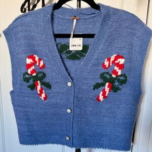 Free People candy cane knit vest